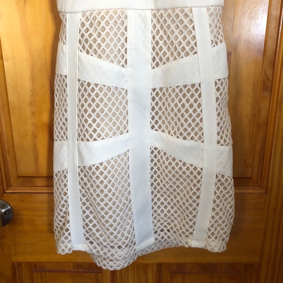 BOGO nude and white net bodycon dress - Picture 2 of 7